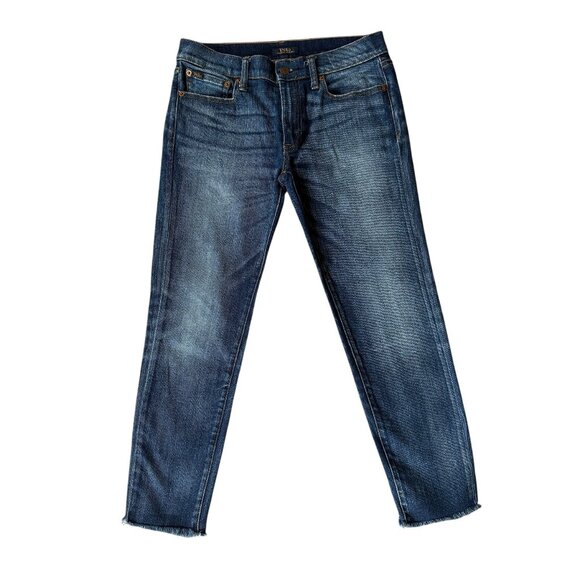 Polo Ralph Lauren 6/28 The Tompkins skinny crop medium wash stretchy frayed jean - Picture 1 of 10